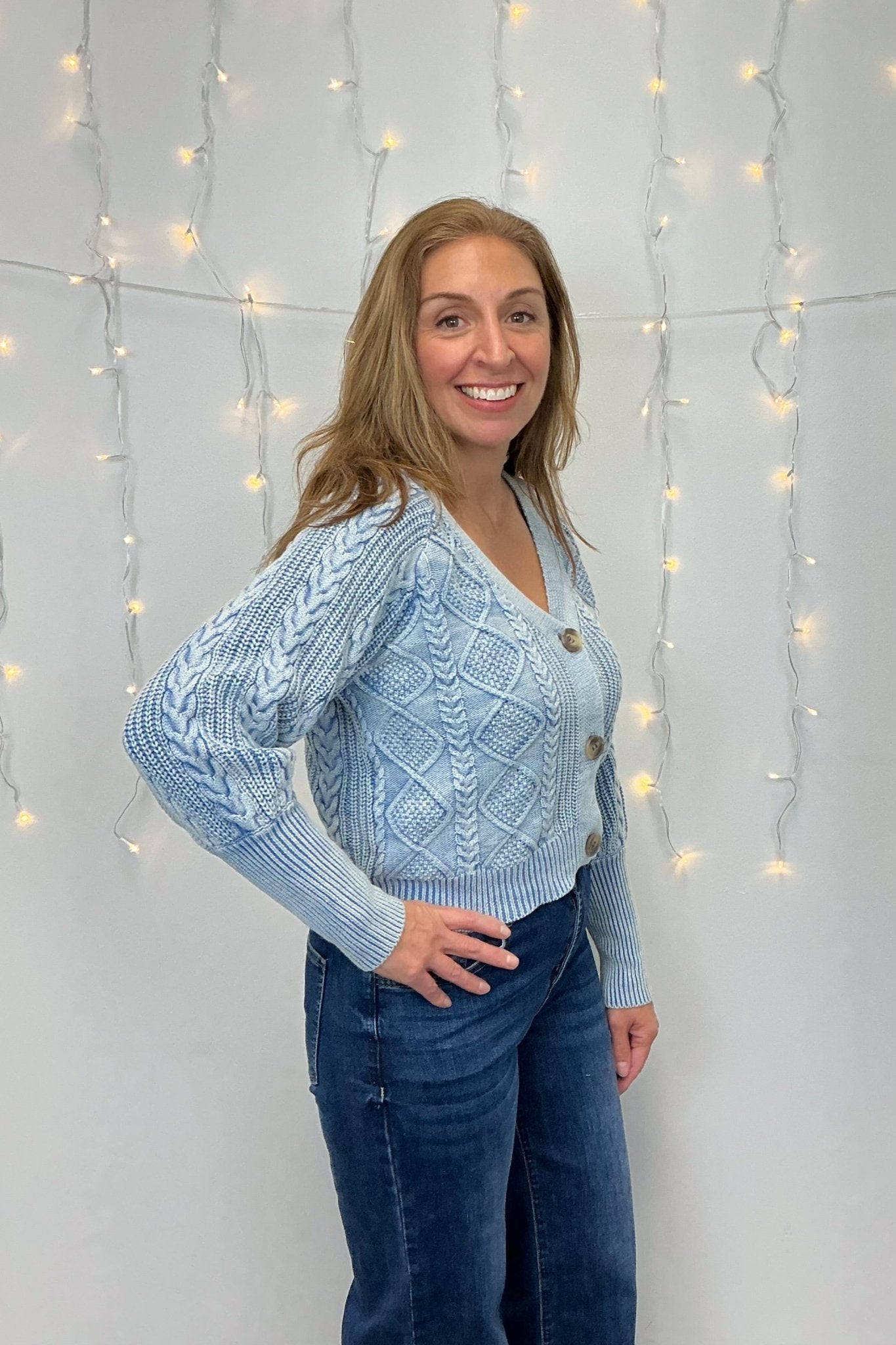 Mystree Mixed Weaving Sweater Cardigan - Mystree