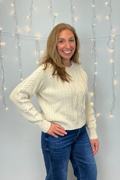 Mystree Washed Cable Sweater - Mystree