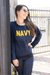 Navy Sweater - Hi - Lo - Pearls & Camo