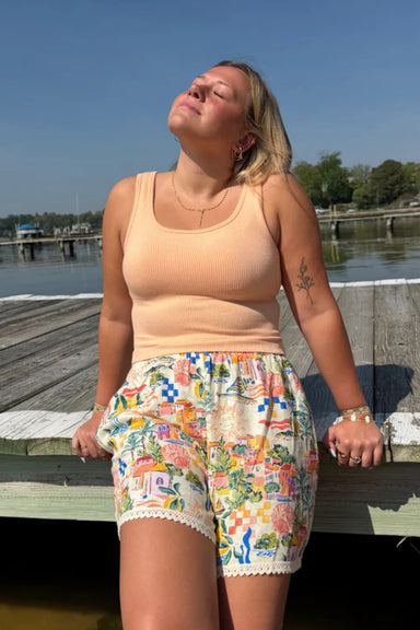 Padded Ribbed Tank Top - Peachy Orange - By Together