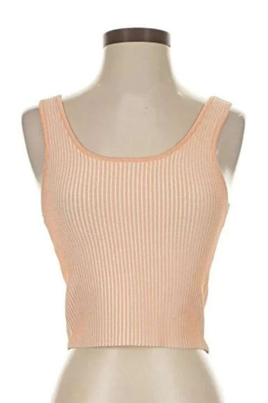 Padded Ribbed Tank Top - Peachy Orange - By Together