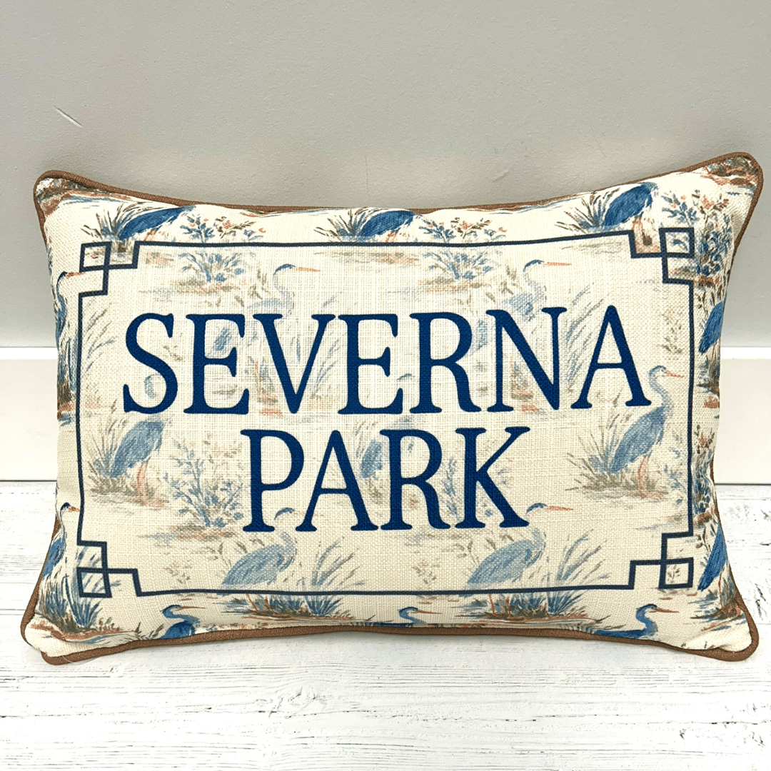 Painted Heron Pattern Pillow - Little Birdie