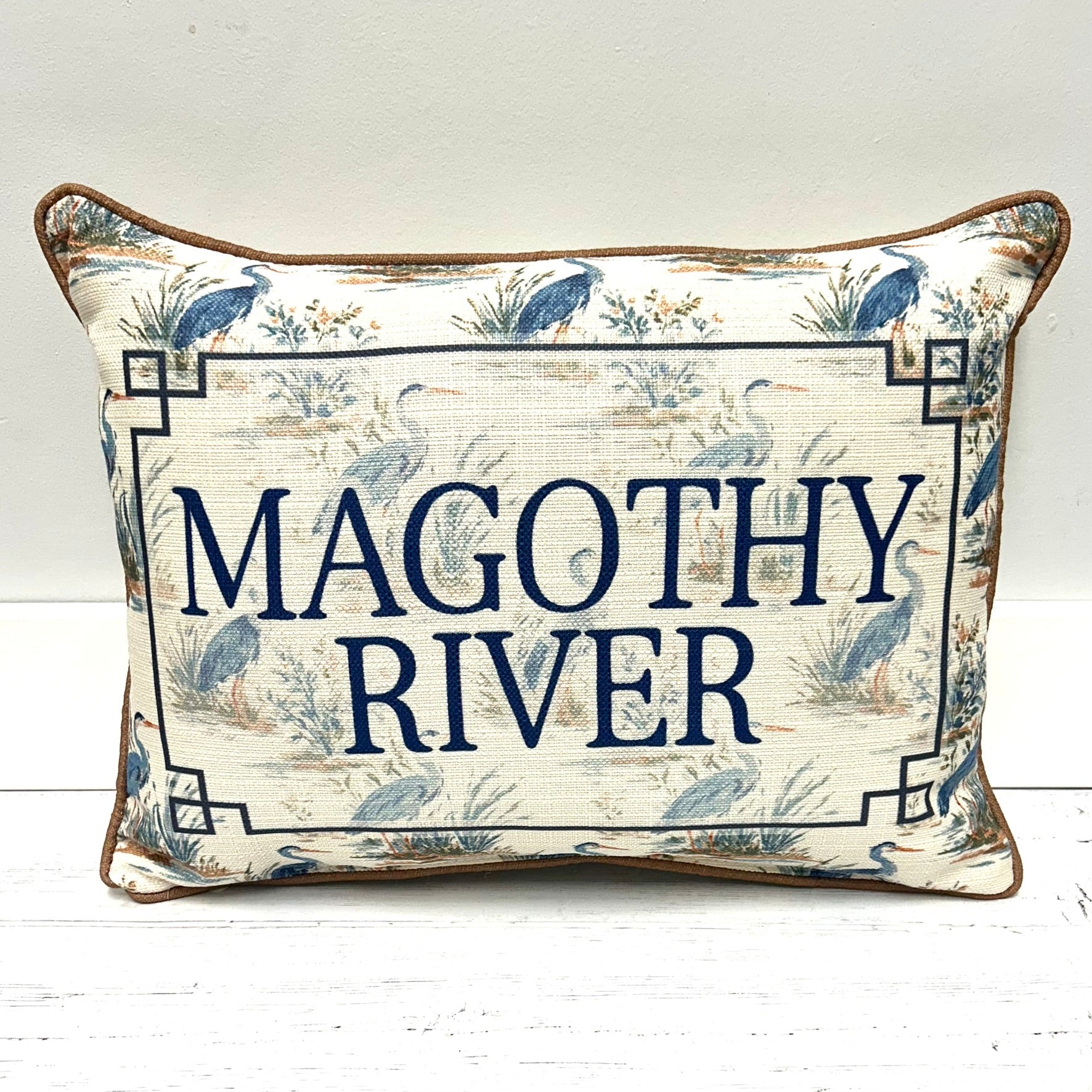 Painted Heron Pattern Pillow - Little Birdie