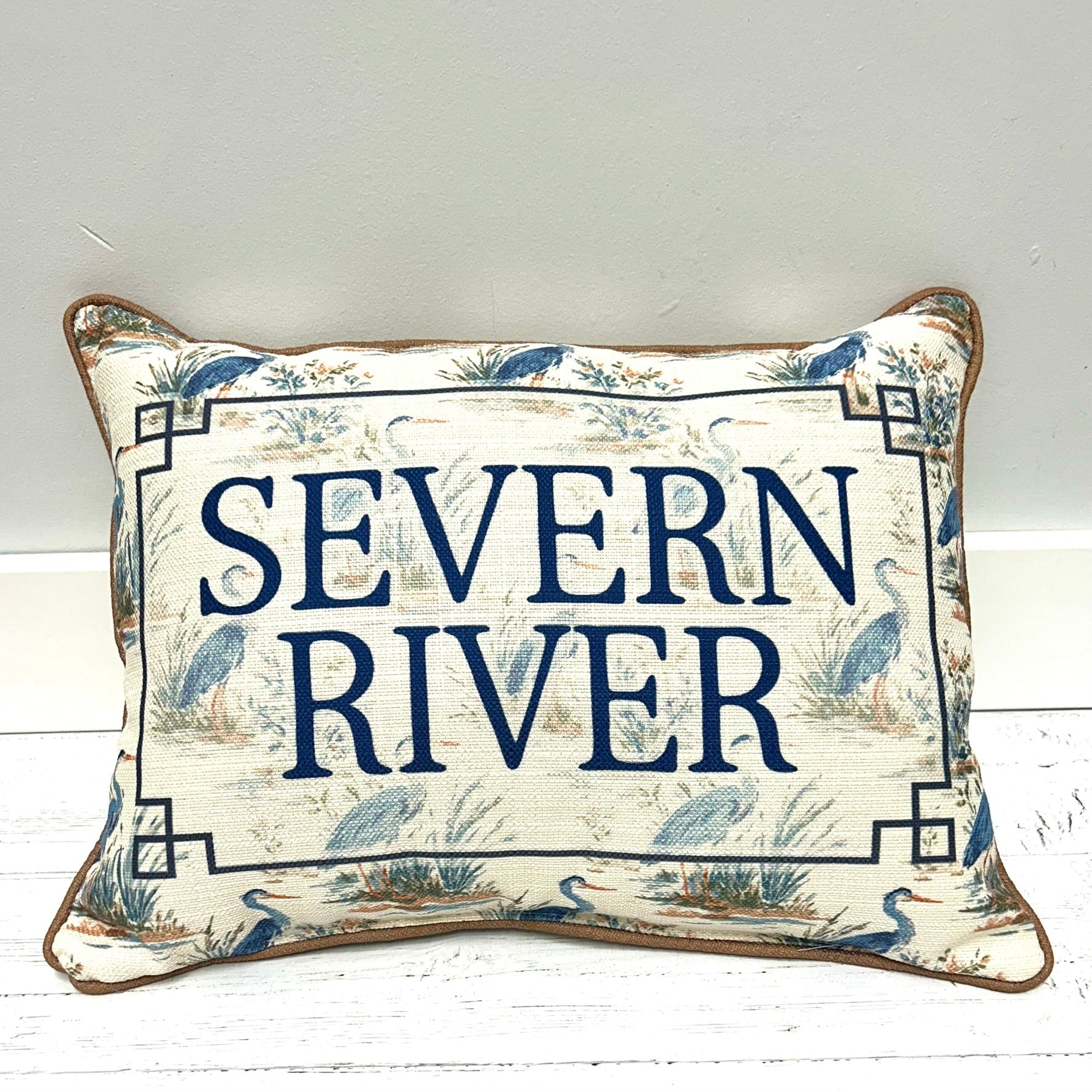 Painted Heron Pattern Pillow - Little Birdie