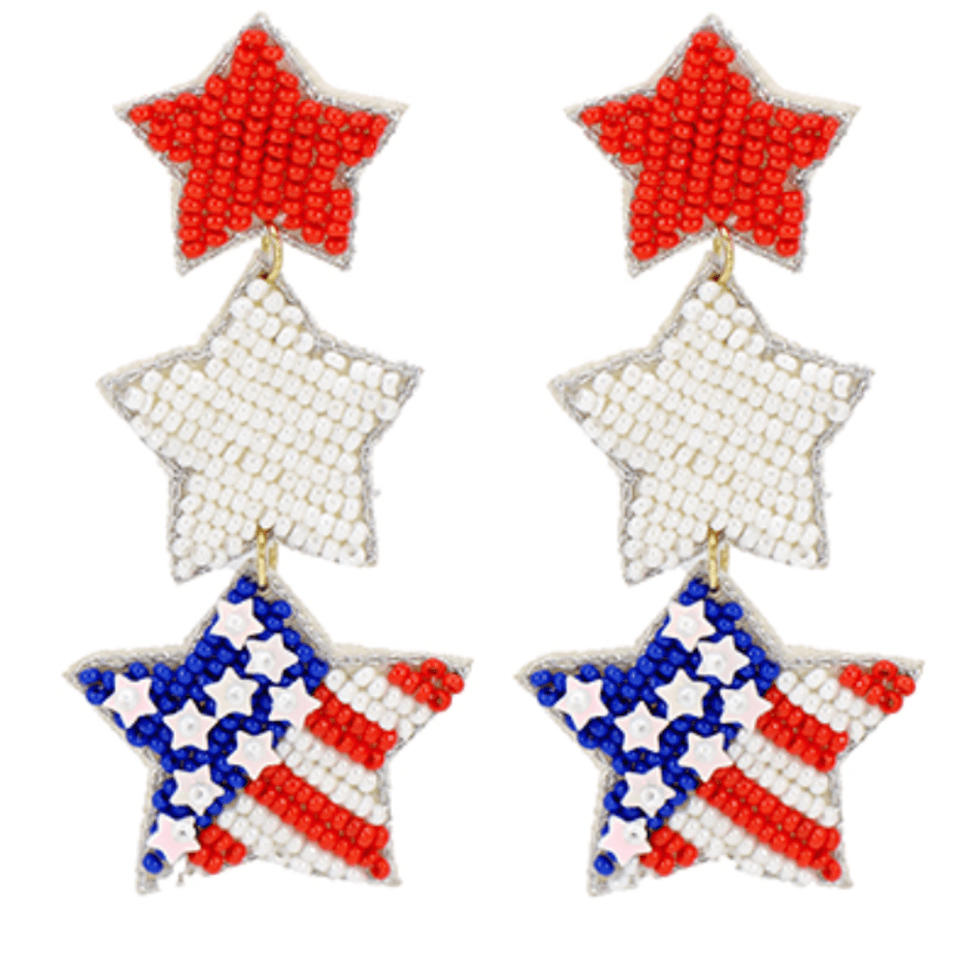 Patriotic Star Trio Earrings - Golden Stella