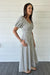 Puff Sleeve Dress with Belt in Navy Stripe - Zoe and Claire