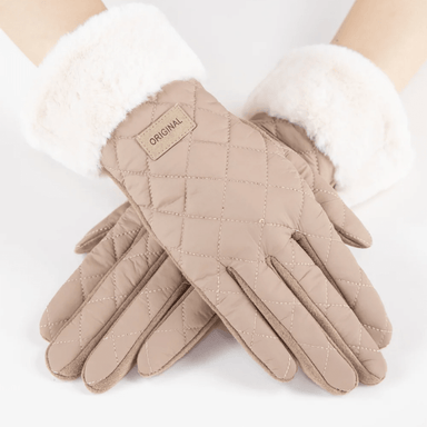 Quilted Texture Faux Fur Cuff Gloves - Very Moda