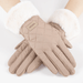 Quilted Texture Faux Fur Cuff Gloves - Very Moda
