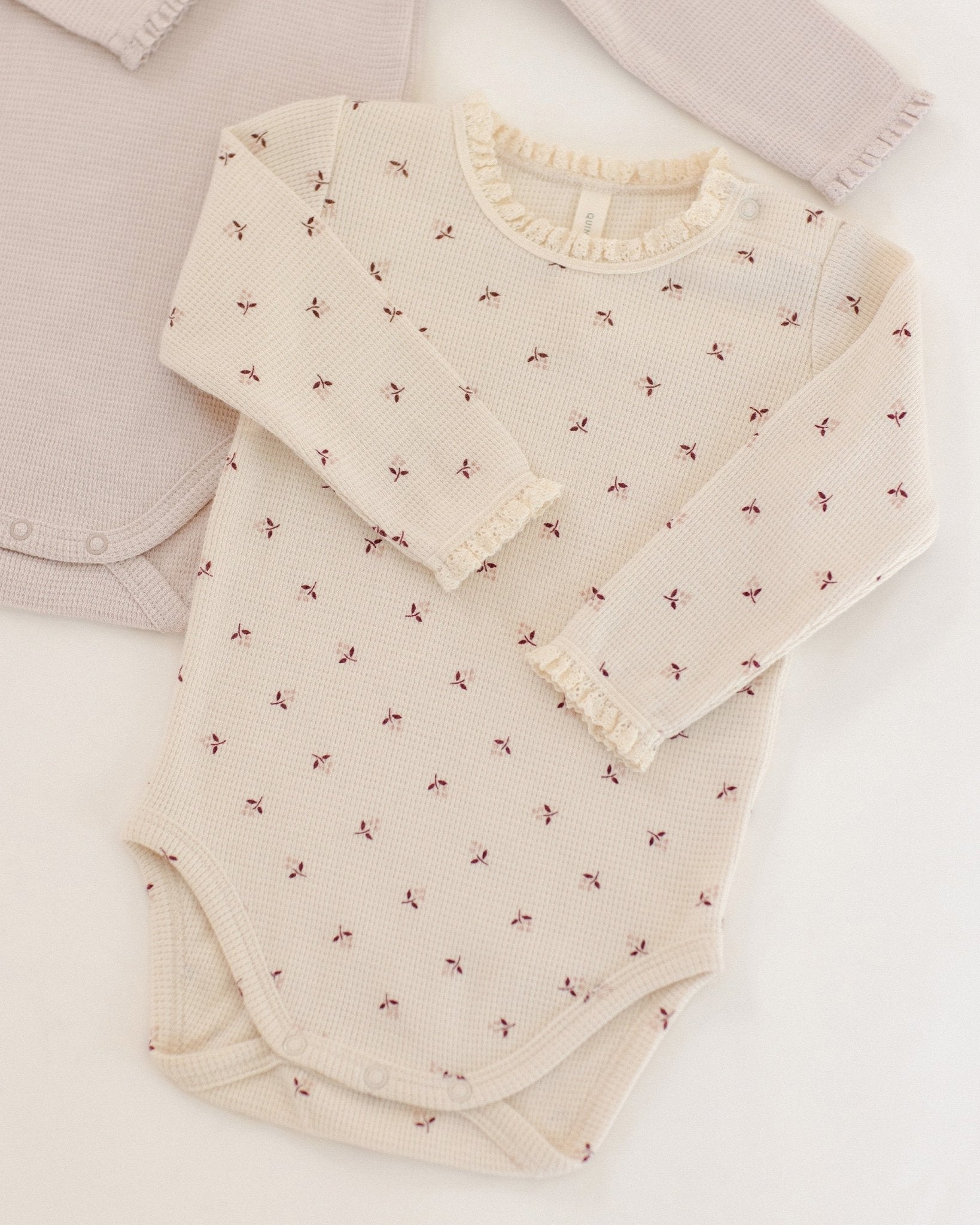 Quincy Mae Waffle Long Sleeve Bodysuit - Fall Ditsy - Rylee + Cru