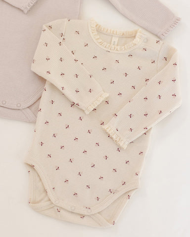 Quincy Mae Waffle Long Sleeve Bodysuit - Fall Ditsy - Rylee + Cru