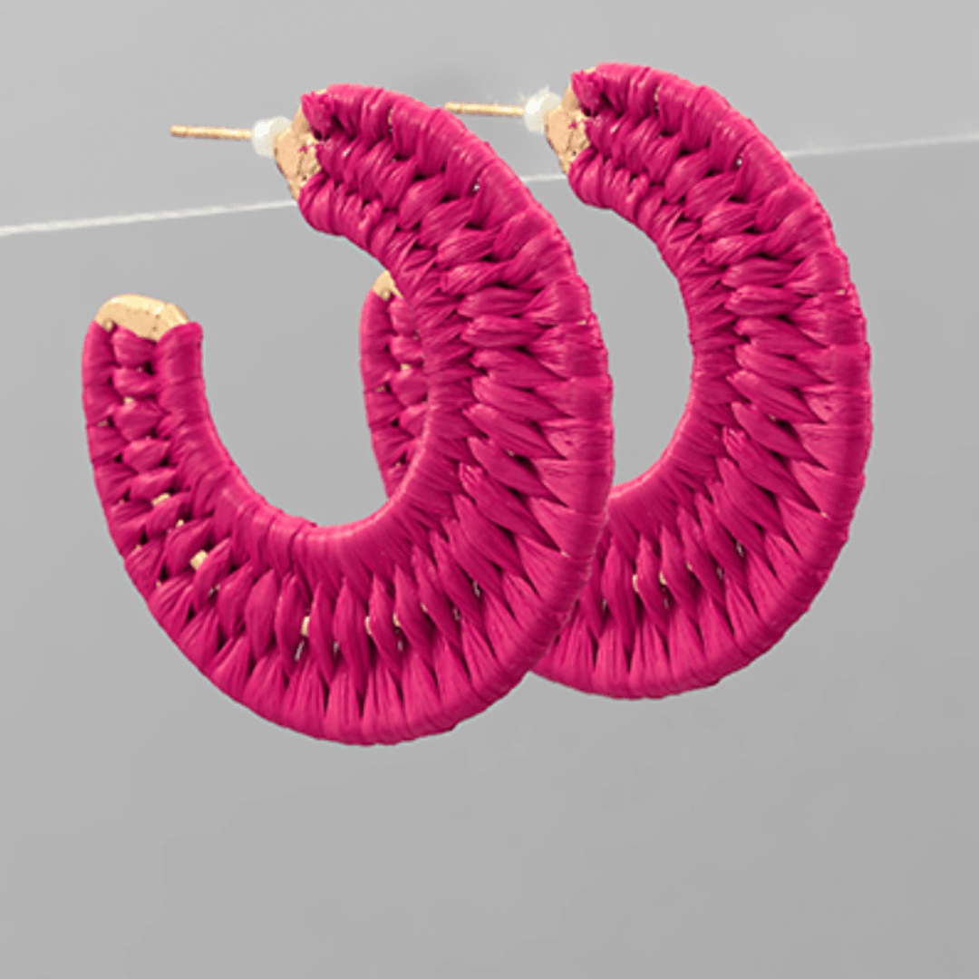 Raffia Flat Hoops - Golden Stella