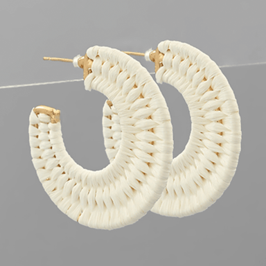 Raffia Flat Hoops - Golden Stella