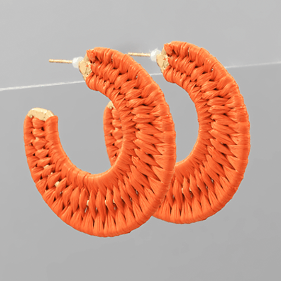 Raffia Flat Hoops - Golden Stella