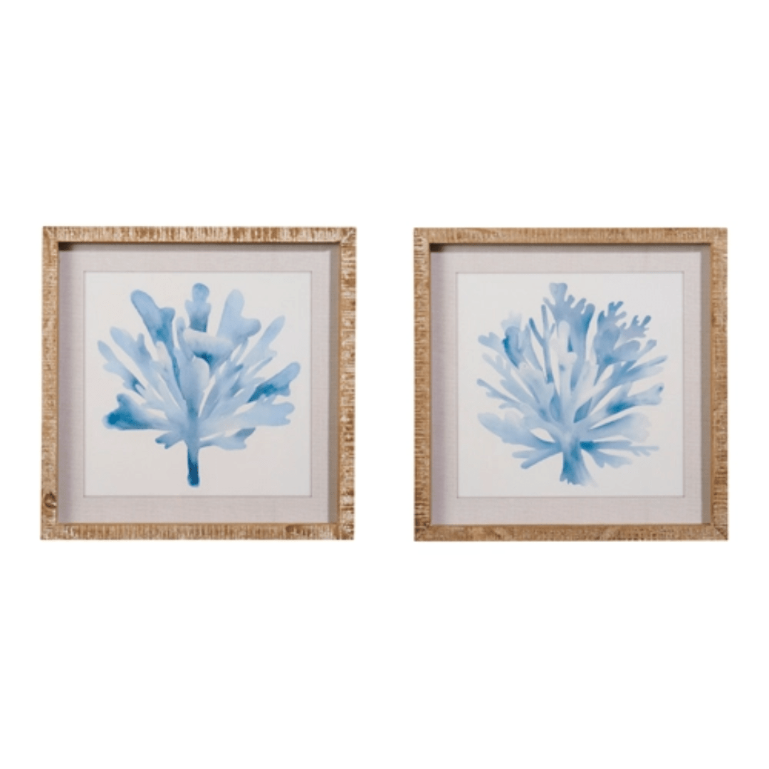 Raz Blue Watercolor Coral Framed Wall Art - Raz Imports, Inc.