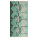 Towel with turtle and circular design on a green and beige background