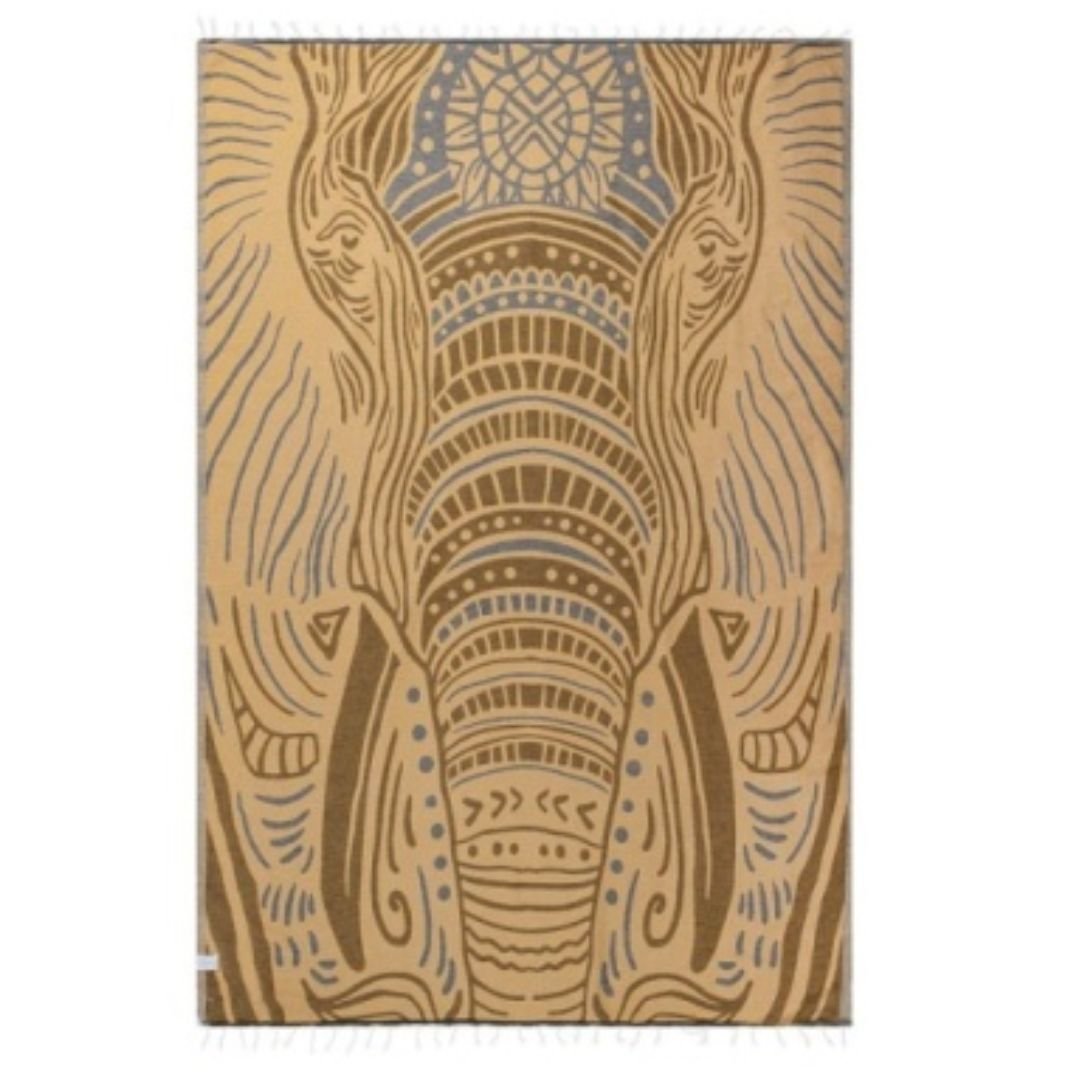Rug with elephant design on a white background