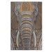 Decorative rug with elephant design on a white background