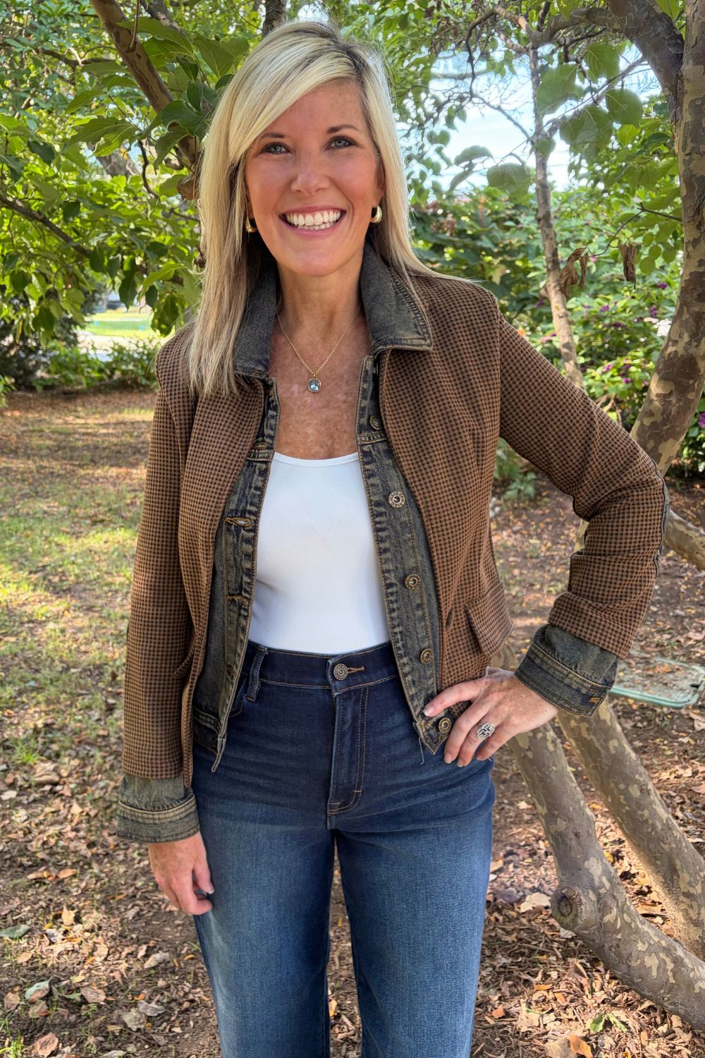 Six Fifty Clarissa Jacket In Brown BDFD Check - Six Fifty