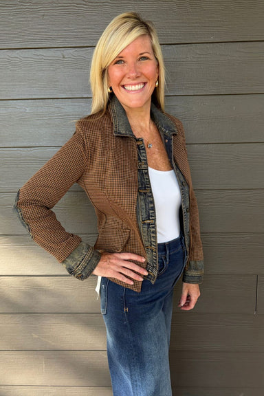Six Fifty Clarissa Jacket In Brown BDFD Check - Six Fifty
