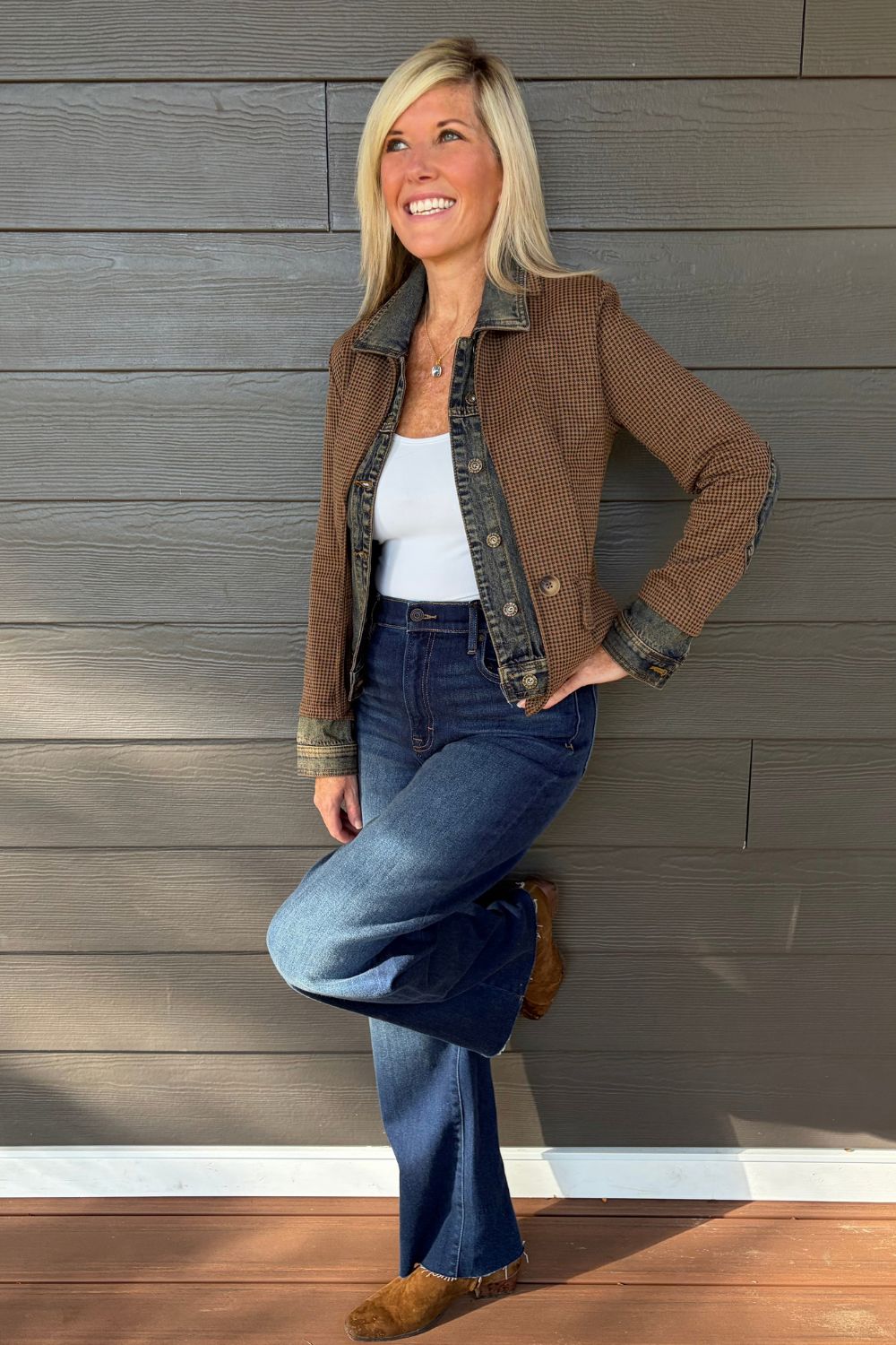 Six Fifty Clarissa Jacket In Brown BDFD Check - Six Fifty