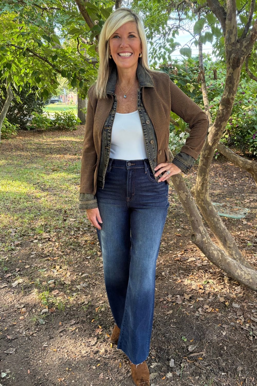 Six Fifty Clarissa Jacket In Brown BDFD Check - Six Fifty