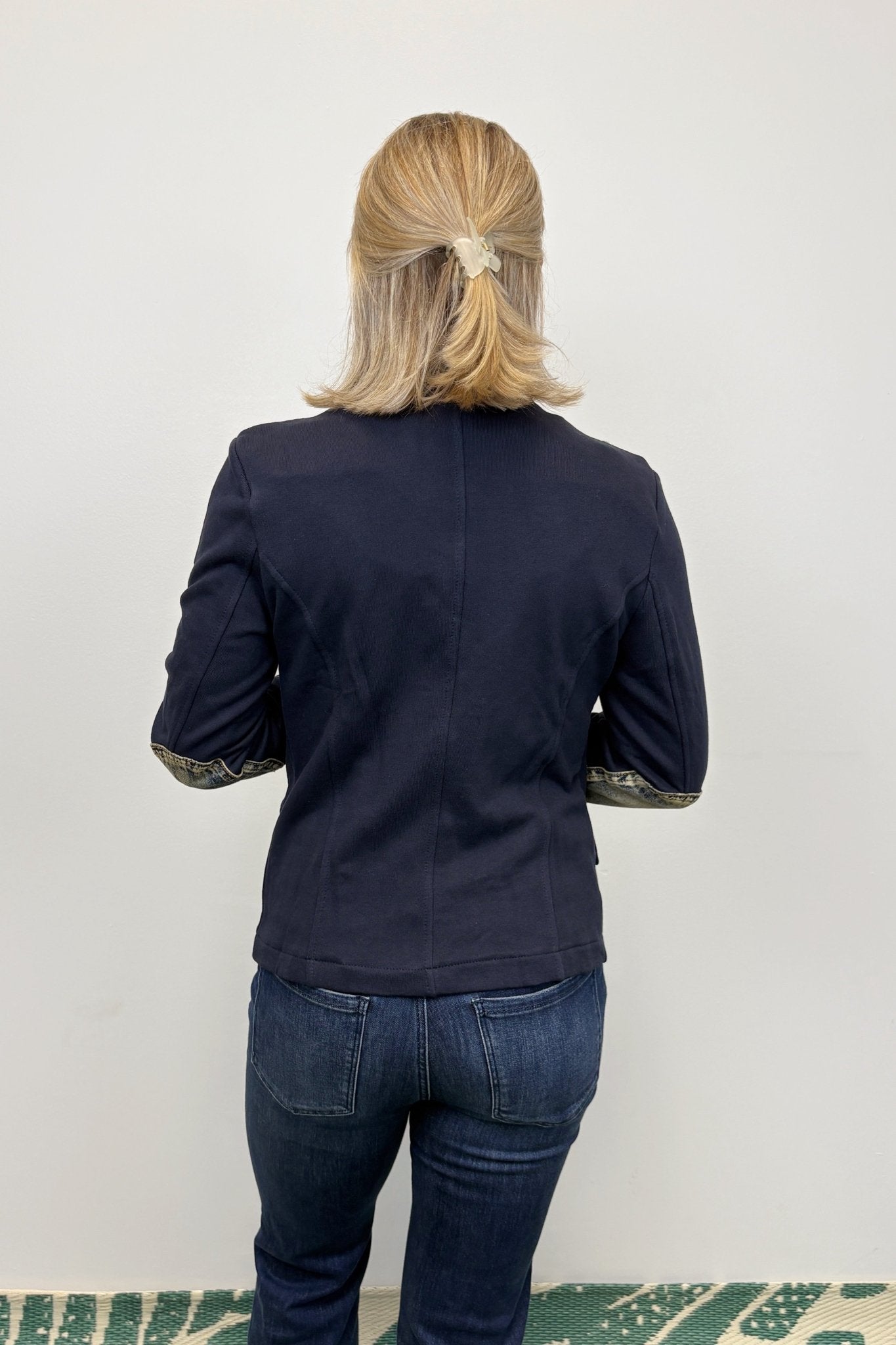 Six Fifty Clarissa Mixed Media Denim Jacket - Navy - Six Fifty