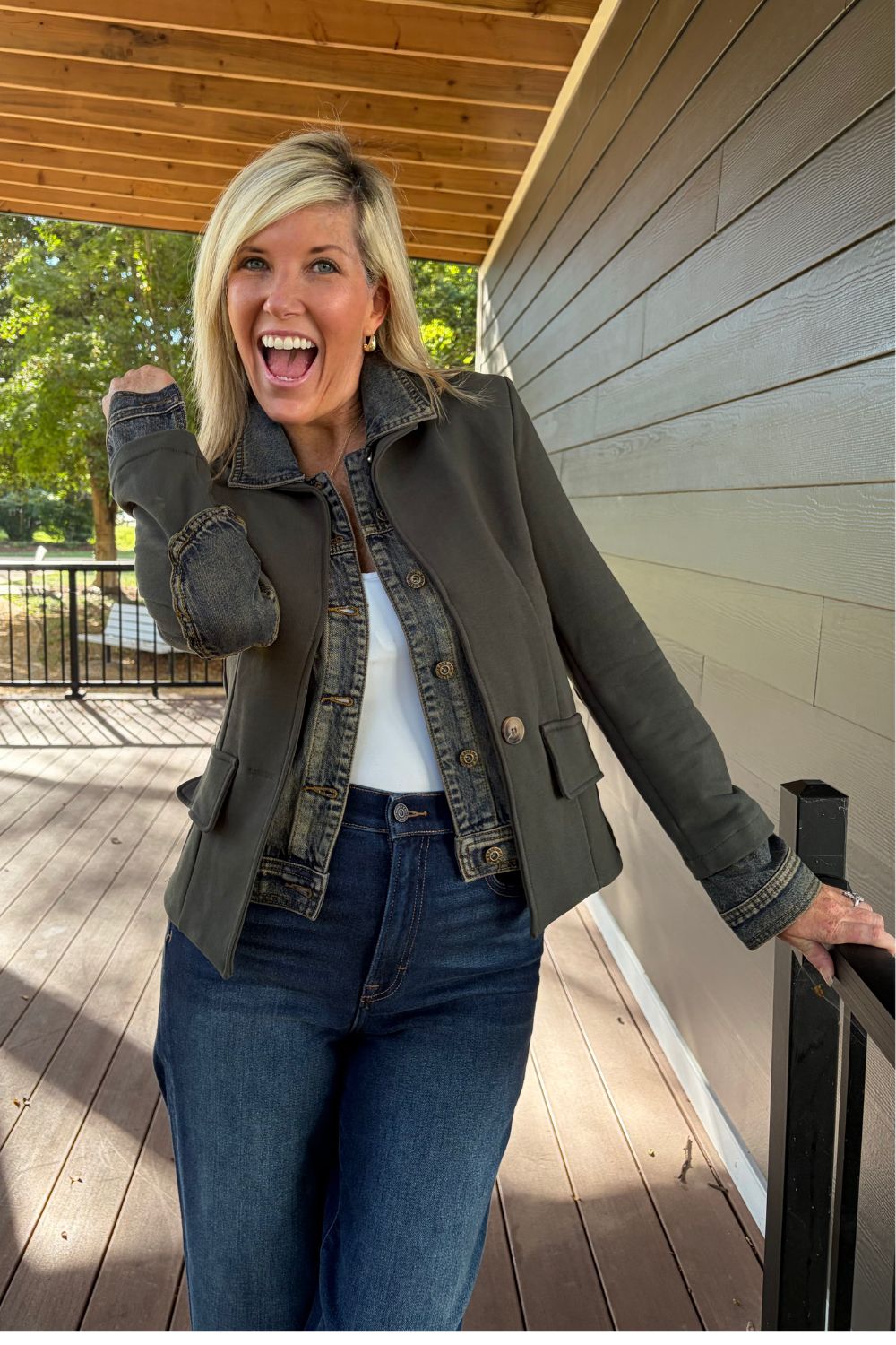Six Fifty Clarissa Mixed Medium Jacket In Military - Six Fifty