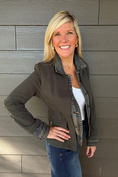 Six Fifty Clarissa Mixed Medium Jacket In Military - Six Fifty