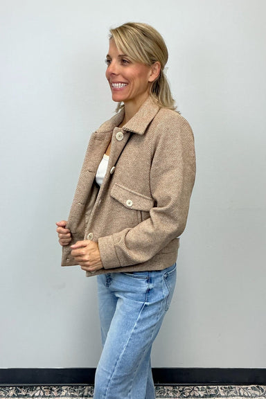 Six Fifty Katrina Herringbone Jacket - Camel - Six Fifty