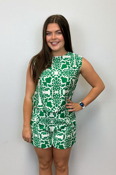 Skies are Blue Green/Ivory Tank - Skies are Blue