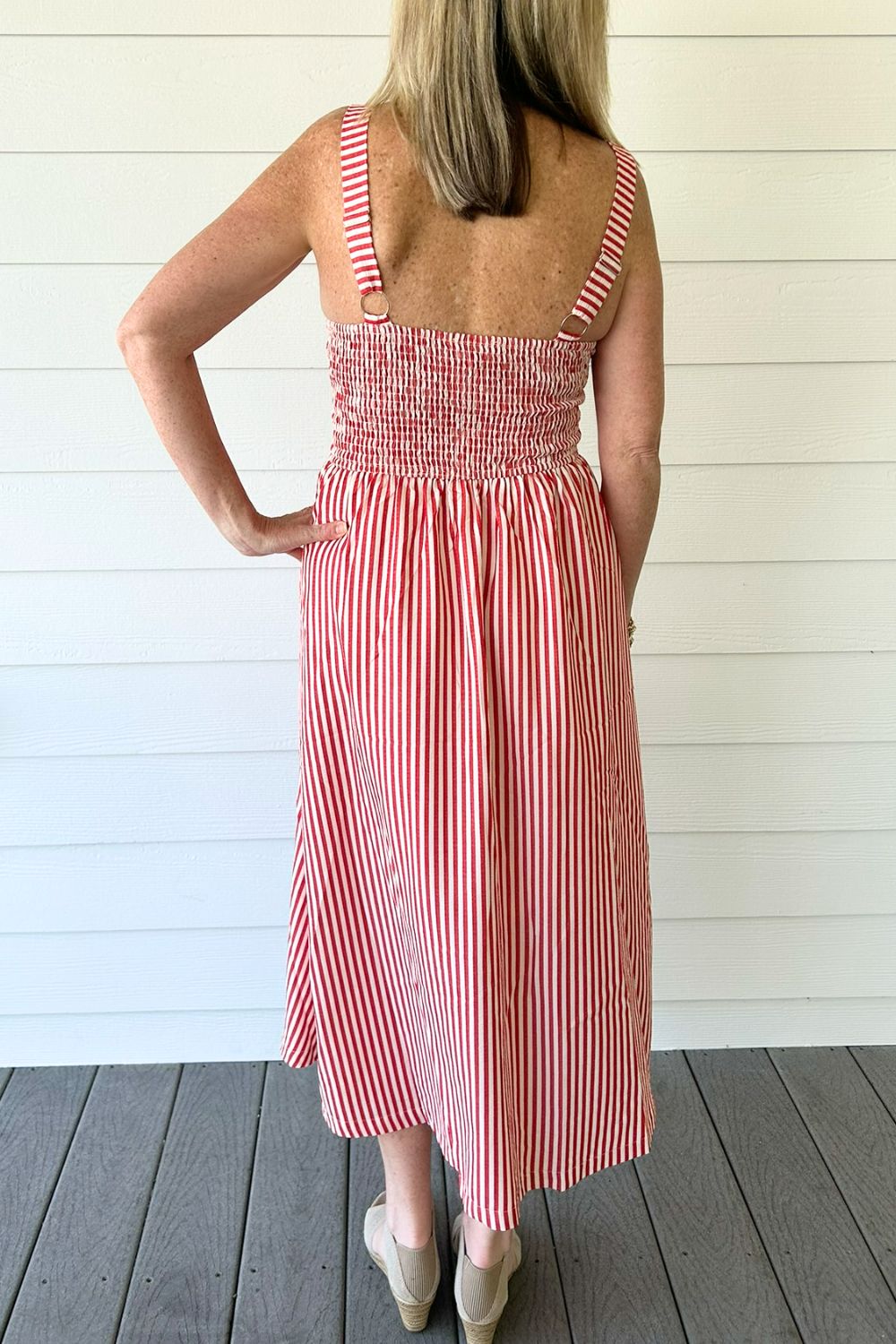 Sleeveless Stripe Dress - Red - Zoe and Claire