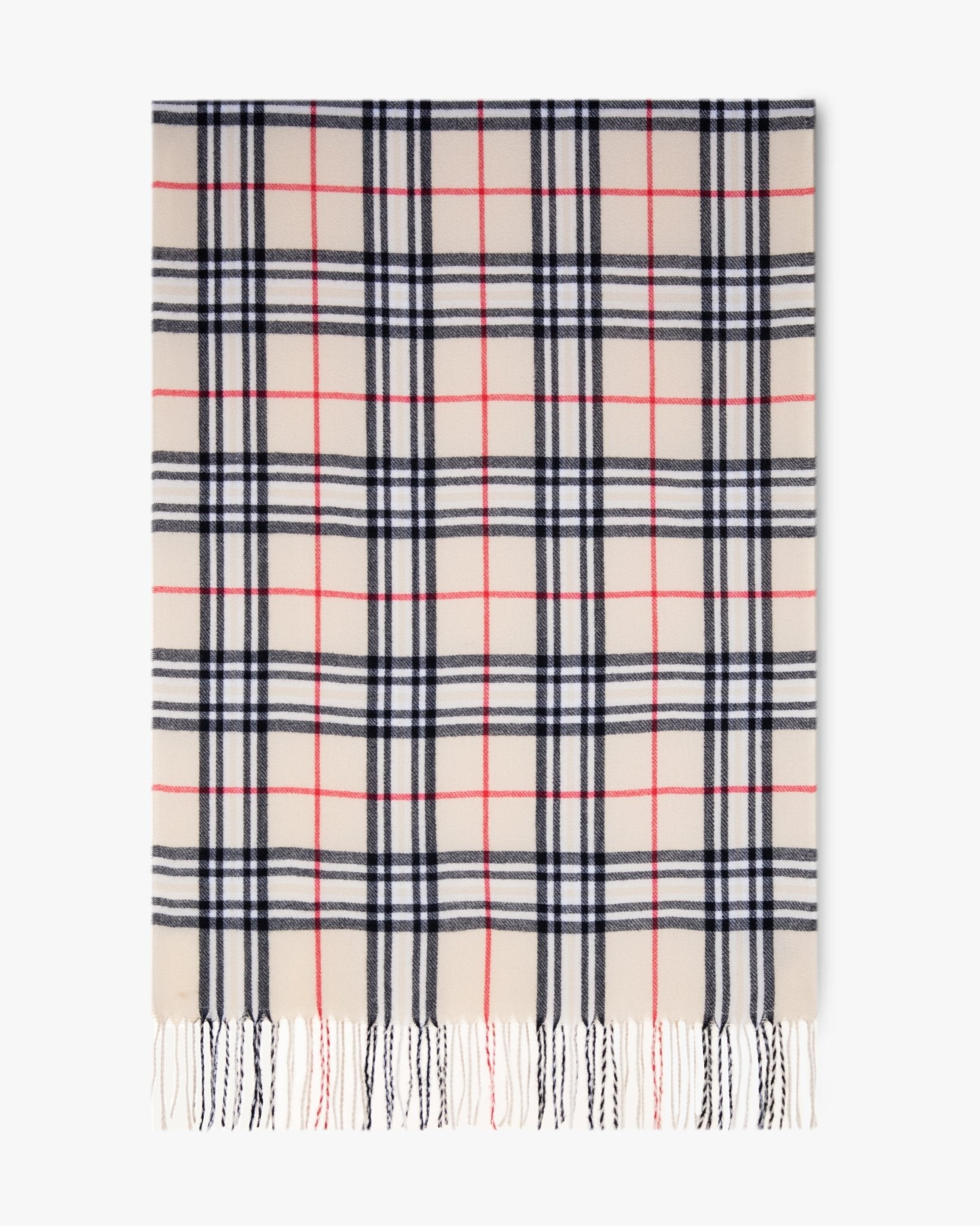 Soft Feel Highland Plaid Scarf - Beige - Very Moda