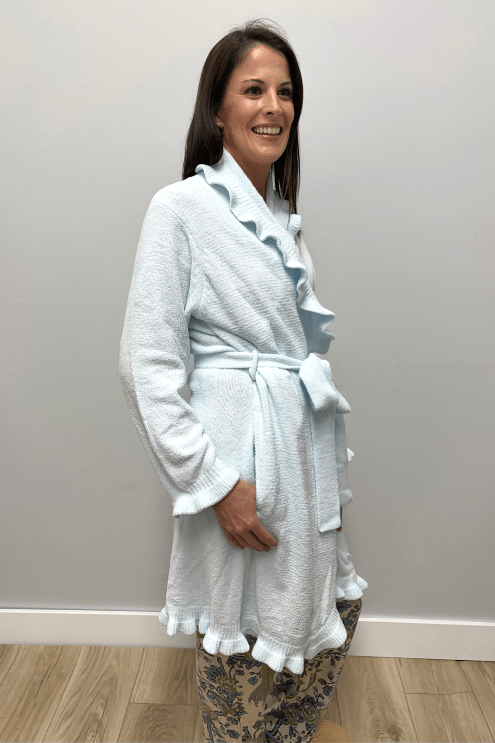 Softies 36" Ruffle Chenille Robe In Cloud - Softies