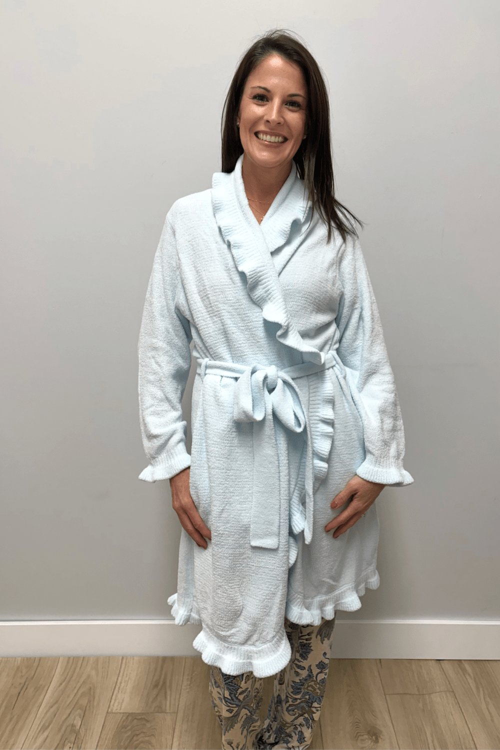 Softies 36" Ruffle Chenille Robe In Cloud - Softies