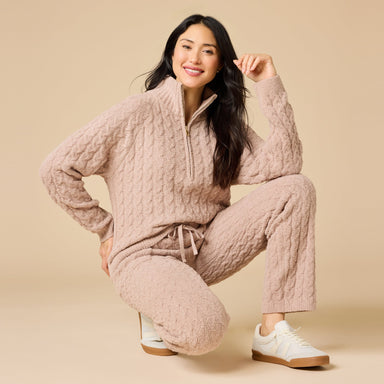 Softies Cable Knit Marshmallow 1/2 Zip with Tapered Pant Coco - Softies