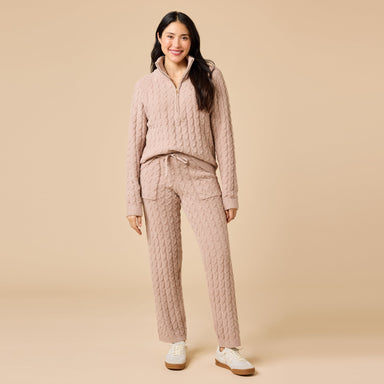 Softies Cable Knit Marshmallow 1/2 Zip with Tapered Pant Coco - Softies