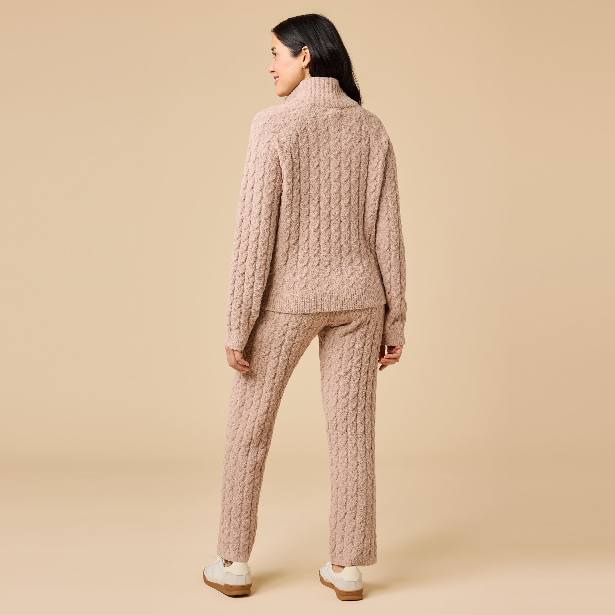 Softies Cable Knit Marshmallow 1/2 Zip with Tapered Pant Coco - Softies