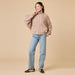 Softies Cable Knit Marshmallow Funnel Neck Double Zip Jacket Coco - Softies