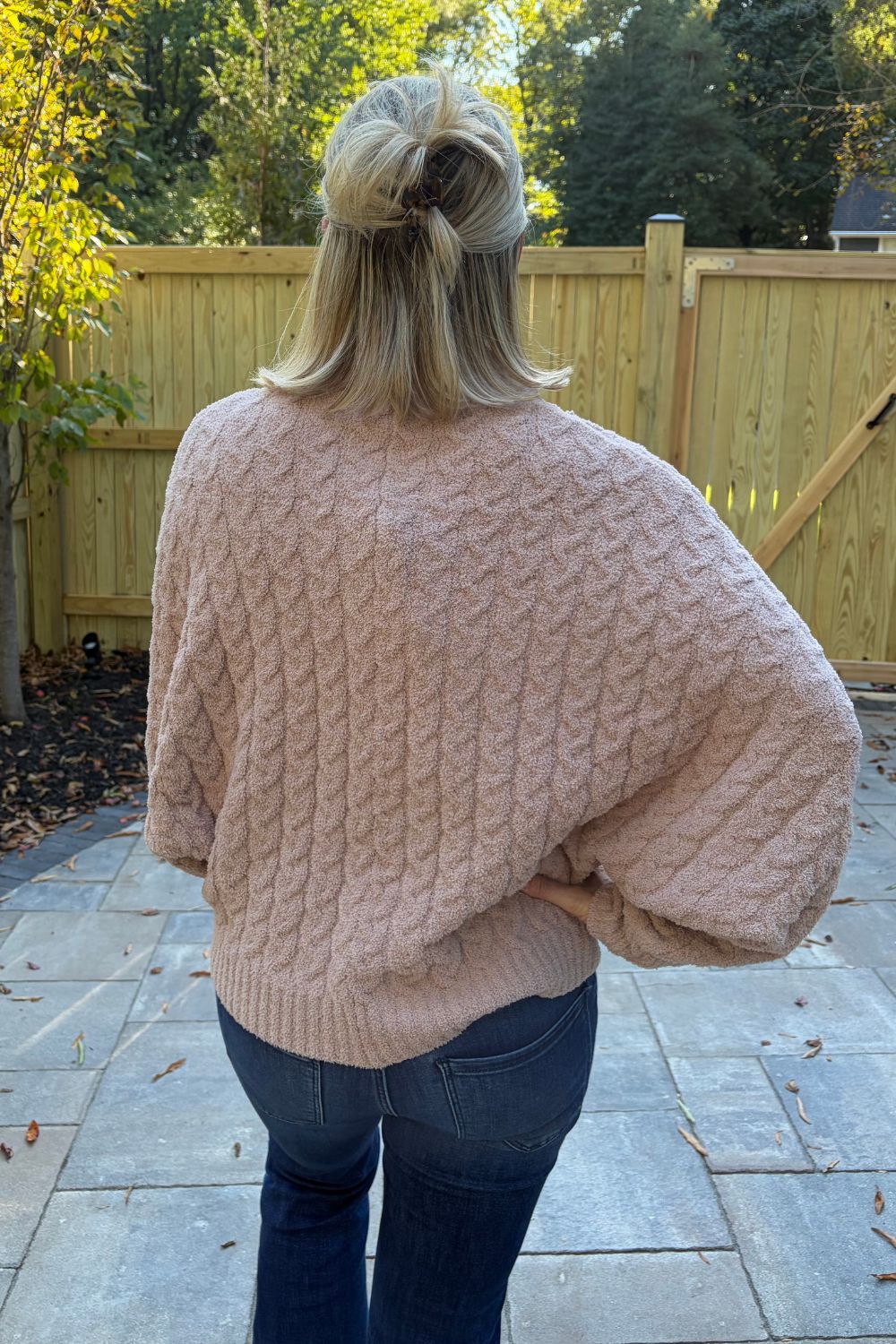 Softies Cable Knit Marshmallow Funnel Neck Double Zip Jacket Coco - Softies