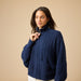 Softies Cable Knit Marshmallow Funnel Neck Double Zip Jacket Midnight - Softies