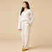 Softies Cable Knit Marshmallow V-Neck with Flared Sleeve and Pant Almond - Softies