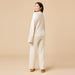 Softies Cable Knit Marshmallow V-Neck with Flared Sleeve and Pant Almond - Softies