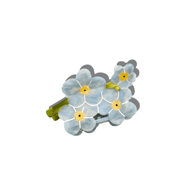 Solar Eclipse Hand-Painted Claw Clip - Forget-Me-Not Flower - Solar Eclipse