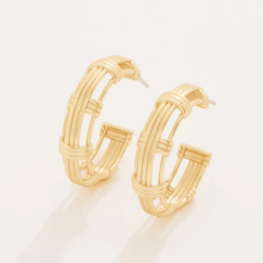 Spartina Basket Weave Hoop Earrings - Gold - Spartina