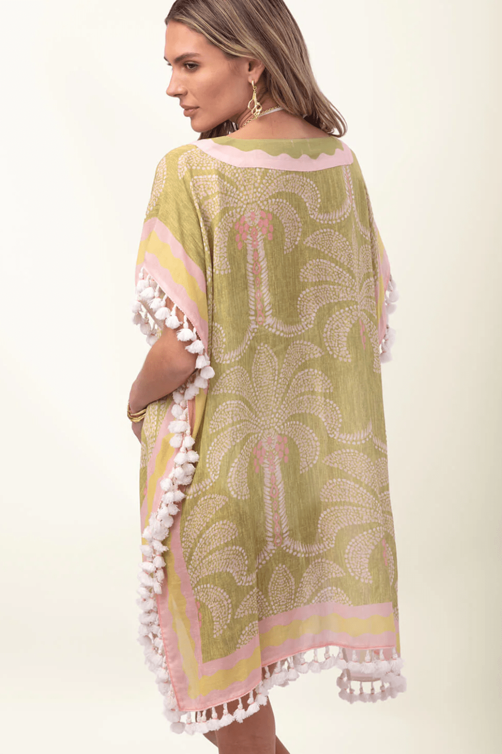 Spartina Beach Kaftan Castillo Green Palms - Spartina