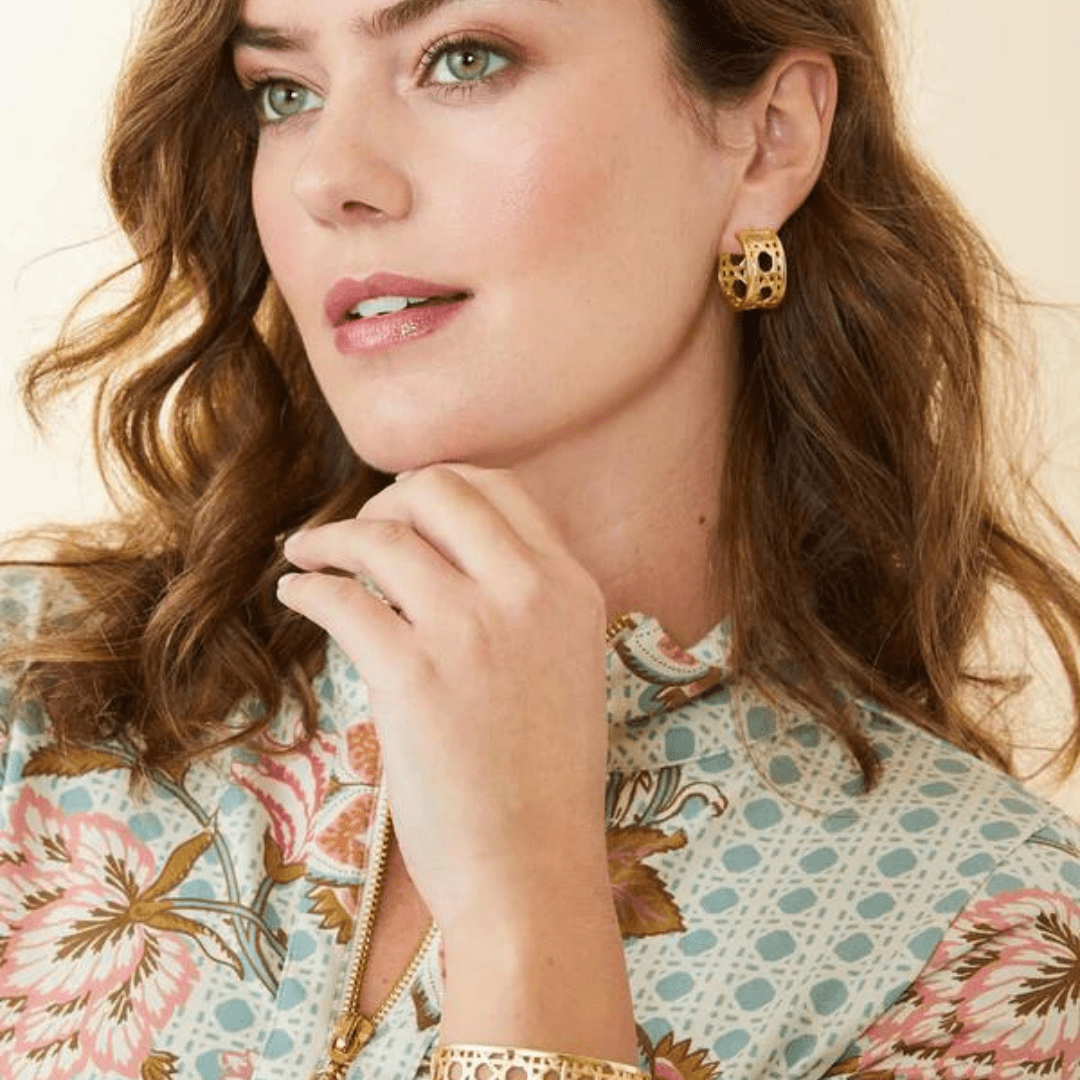 Spartina Cane Midi Hoop Earrings - Spartina