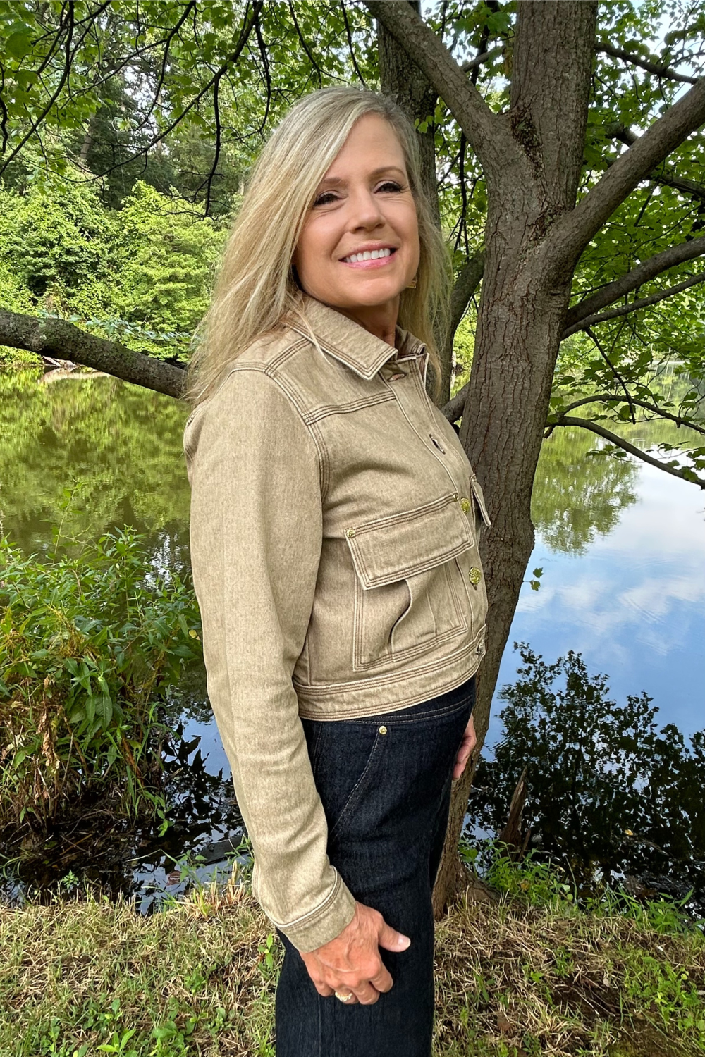 Spartina Kiersten Denim Jacket- Salted Ash - Spartina