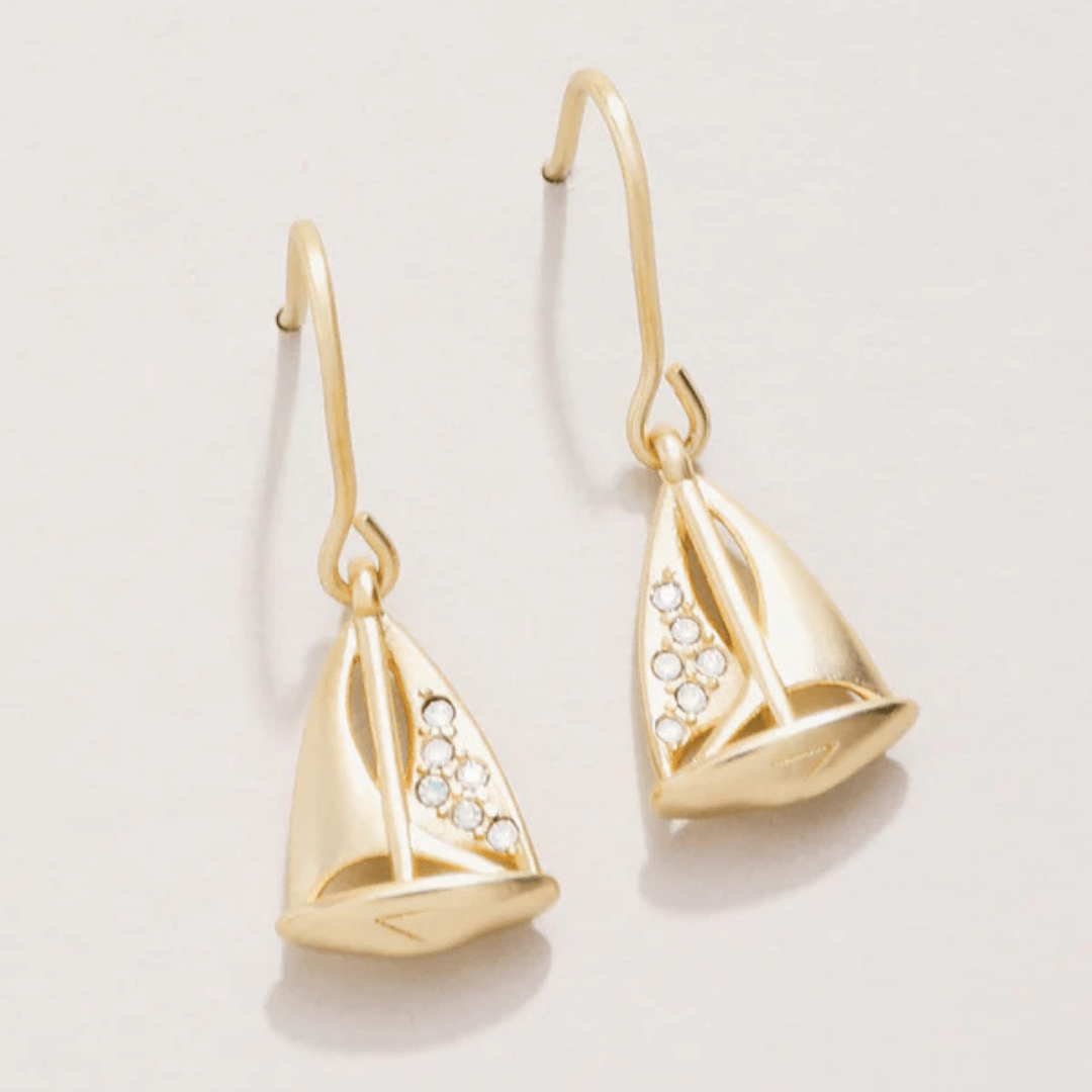 Spartina Little Sailboat Earrings - White Opal - Spartina