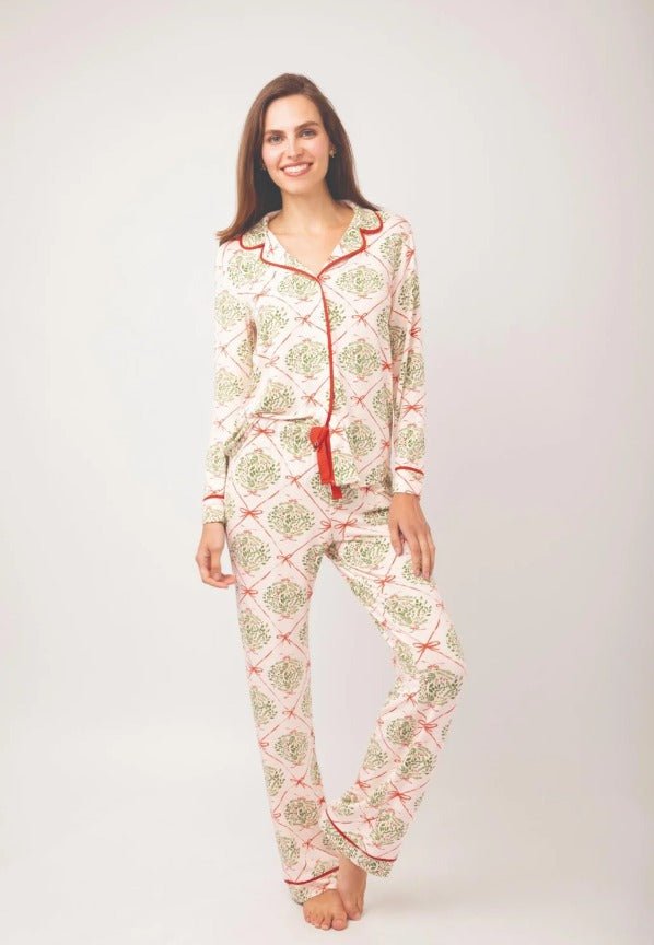 Spartina Pajama Top Evergreen Lattice Pink - Spartina
