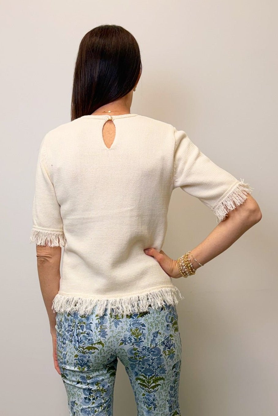 Spartina Sofia Fringe Sweater - Antique White - Spartina